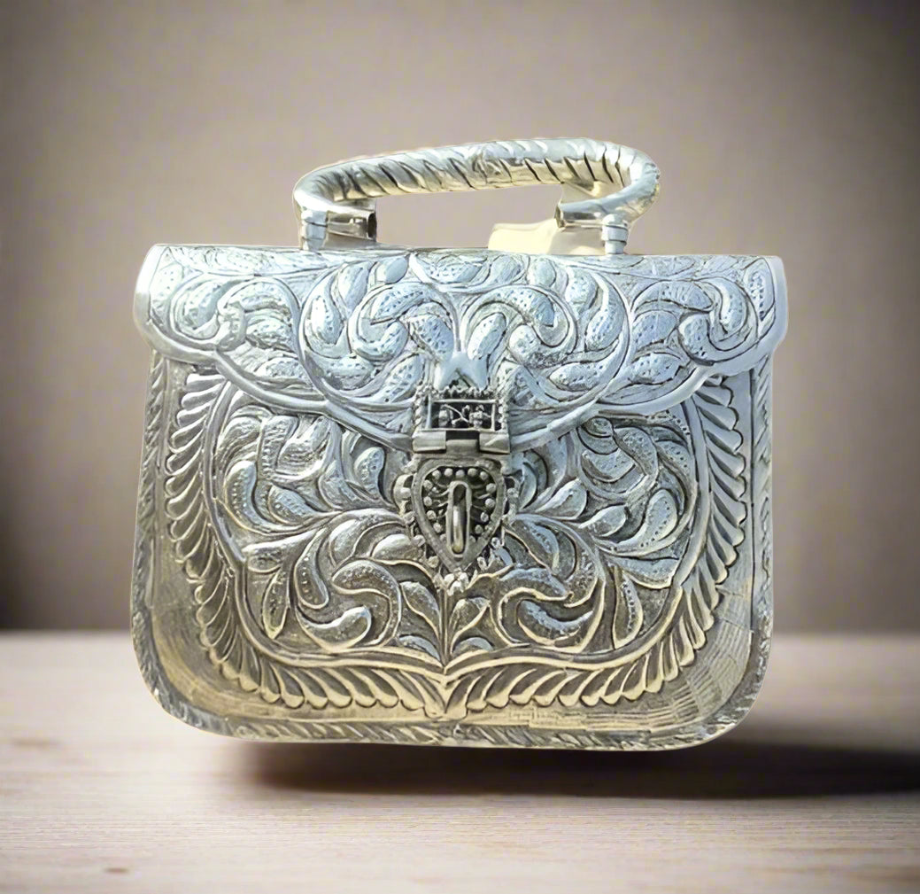 German silver square shape handmade hand bag/evening bags/purse for women